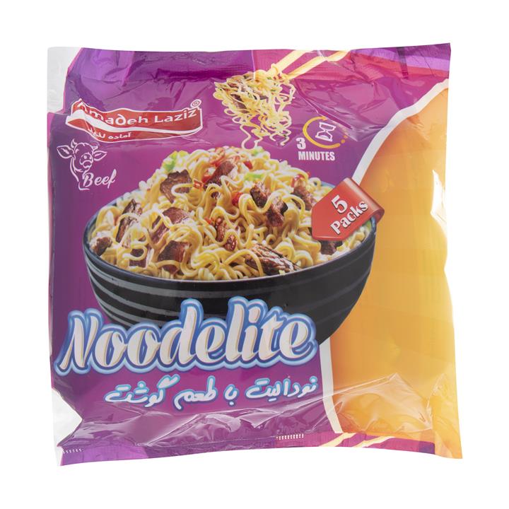 نودالیت با طعم گوشت آماده لذیذ - 75 گرم الیت بسته 5 عددی Amade Laziz Meat Noodelite - 75 gr Pack of 5